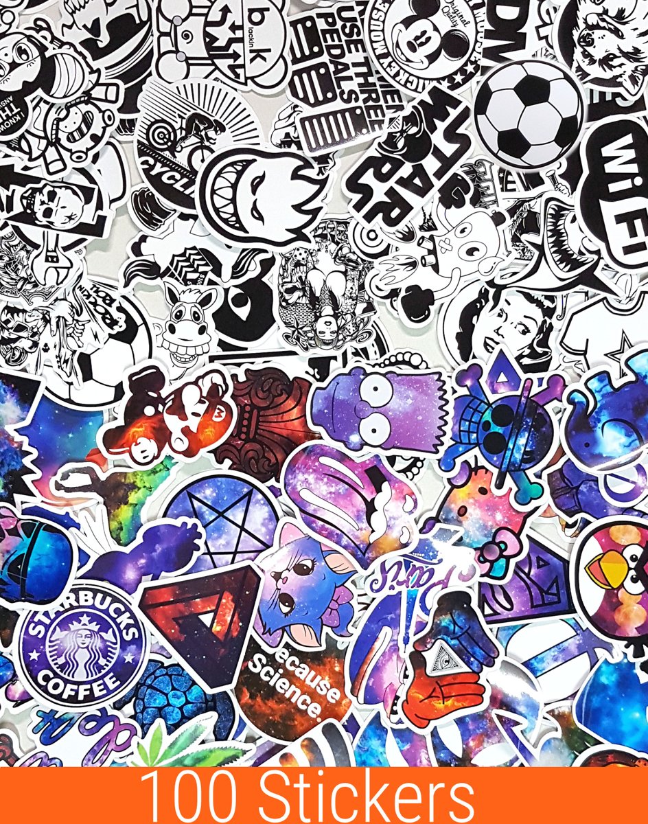 100  s Mix | Auto, Skateboard, Scooter, Laptop of Muur | KMST012